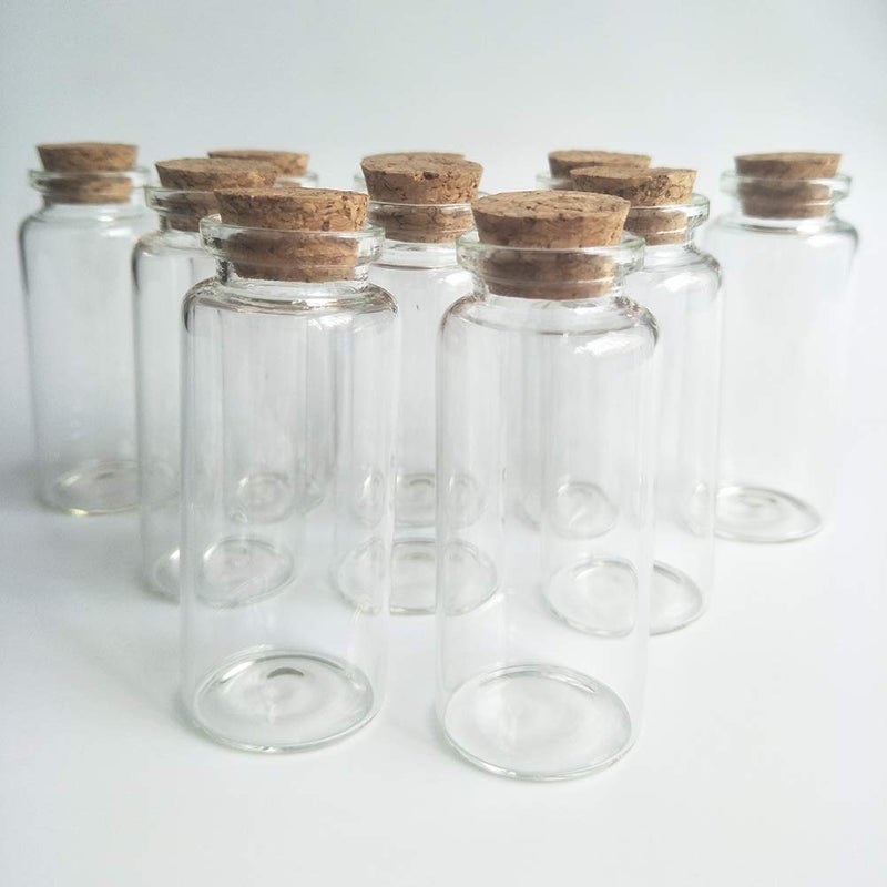 Luo House 10Pcs 30x80mm(1.18x3.14inches) 40ml Mini Small Clear Wishing Bottle Glass Vial with Cork Stoppers Small Glass Bottles for Wedding favors - Image 1